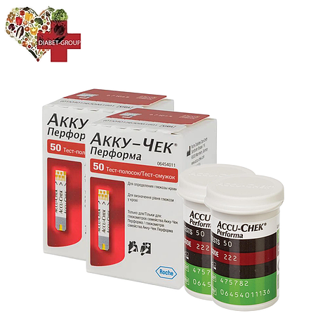 Тест-смужки Акку-Чек Перформа (Accu-Chek Performa) 100 шт. у 2 флаконі по 50 шт. в пакованні, фото 1