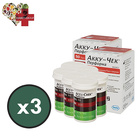 Тест-смужки Акку-Чек Перформа (Accu-Chek Performa) 300 шт. у 6 флаконах по 50 шт. в пакованні, фото 1