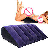 Надувна багатофункціональна подушка для сексу трикутник "Toughage" - Синій, фото 5