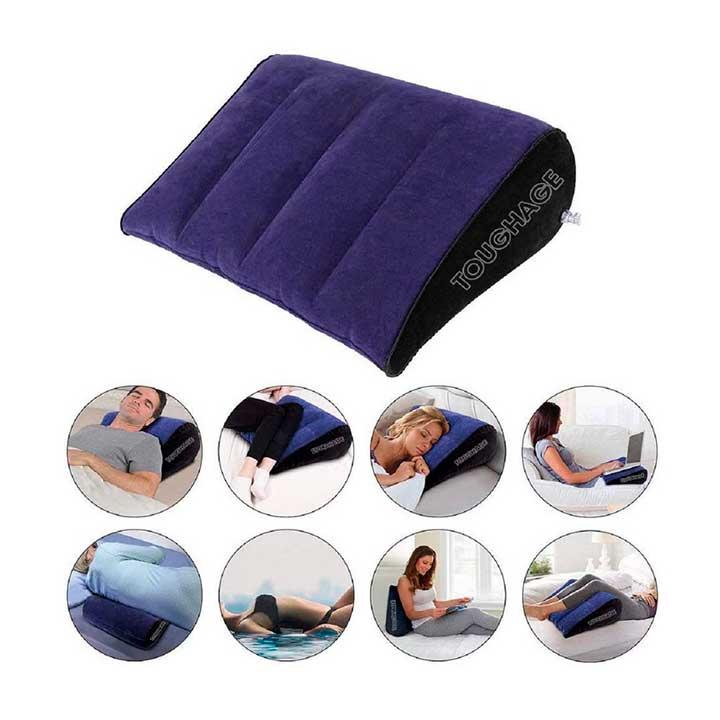 Надувна багатофункціональна подушка для сексу трикутник "Toughage" - Синій, фото 1
