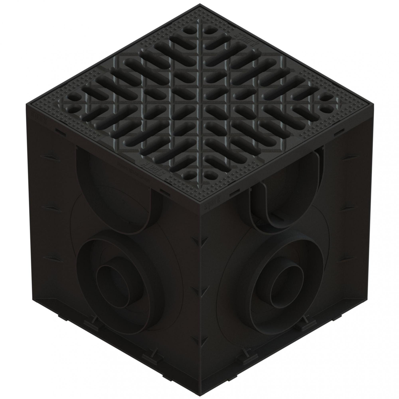 Дощоприймач пластиковий Easy 1 250х250 з решіткою пластиковою щілинною чорний, фото 1