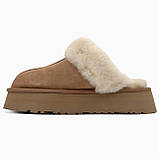 Уги жіночі Ugg Disquette Platform Slippers Chestnut коричневі замшеві короткі стильні капці, фото 2