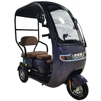 Триколісний електротрайк на акумуляторі 800W з дощовиком Crosser TR3 Фіолетовий Електричний трицикл 10"