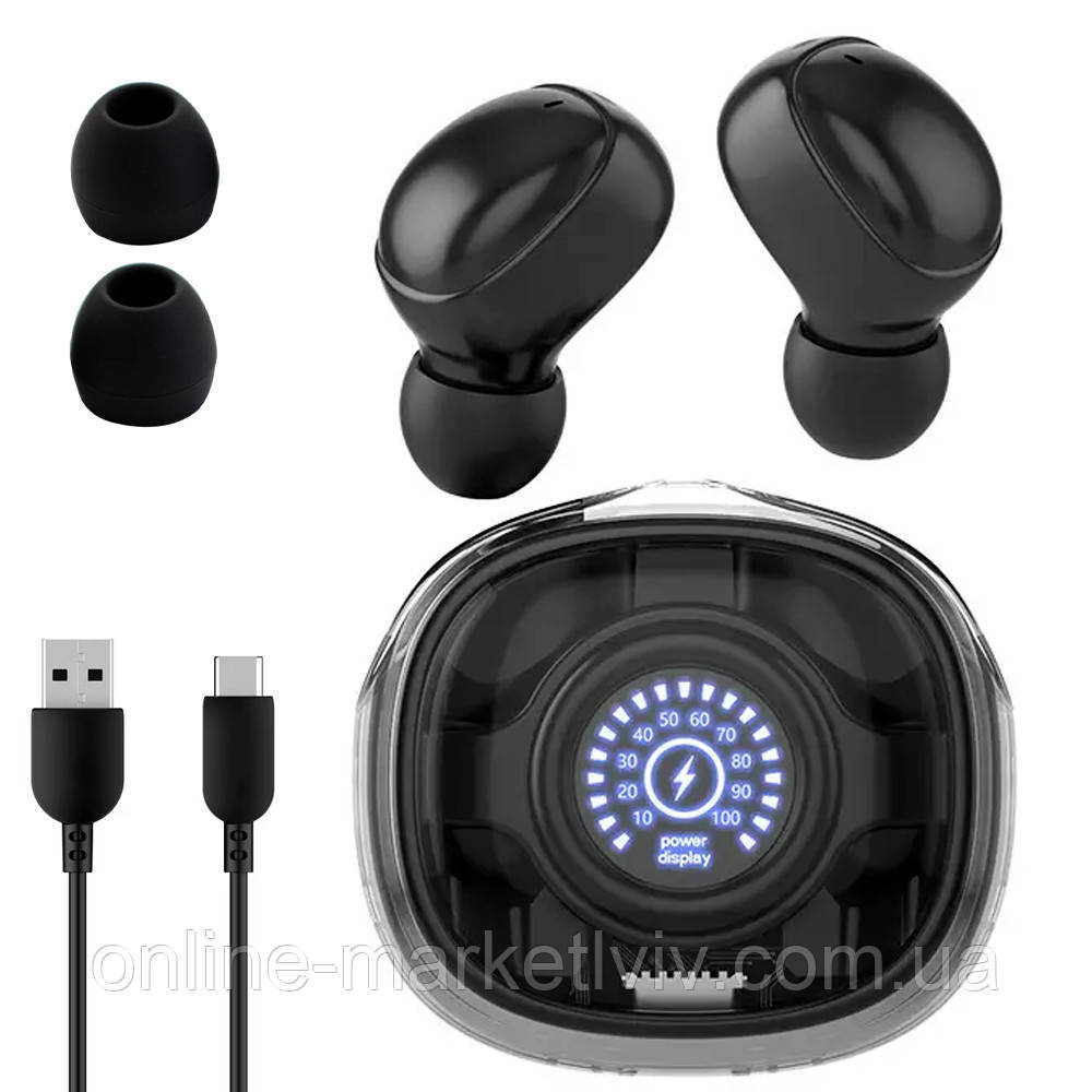 Бездротові Bluetooth навушники з дисплеєм Headset M26 / Блютуз навушники з мікрофоном / Вакуумні навушники