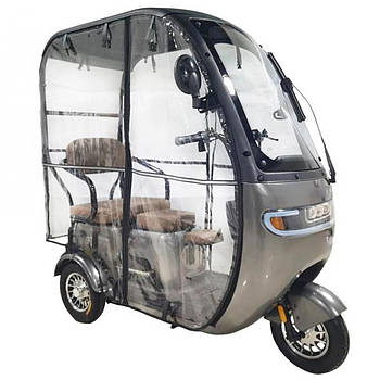 Триколісний електротрайк на акумуляторі 800W із дощовиком Crosser TR3 Сірий Електричний трицикл 10 колеса