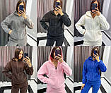 Чорний жіночий теплий спортивний костюм із капюшоном із турецького флісу, фото 6