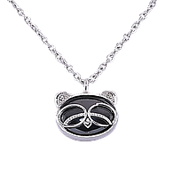 Підвіска на ланцюжку Xuping ТТМ Stainless Steel колір Родій "Панда з чорною керамікою» дл. 43-47см х 1.5мм