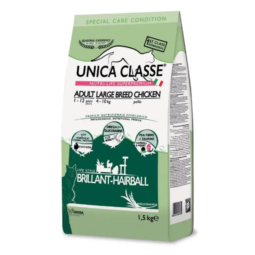 Сухий корм для котів Gheda Unica Classe Adult Large Breeds Dry корм для великих порід кішок з курчам, 1.5 кг