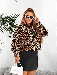 Коротенька  тепла жіноча сорочка мокко лео