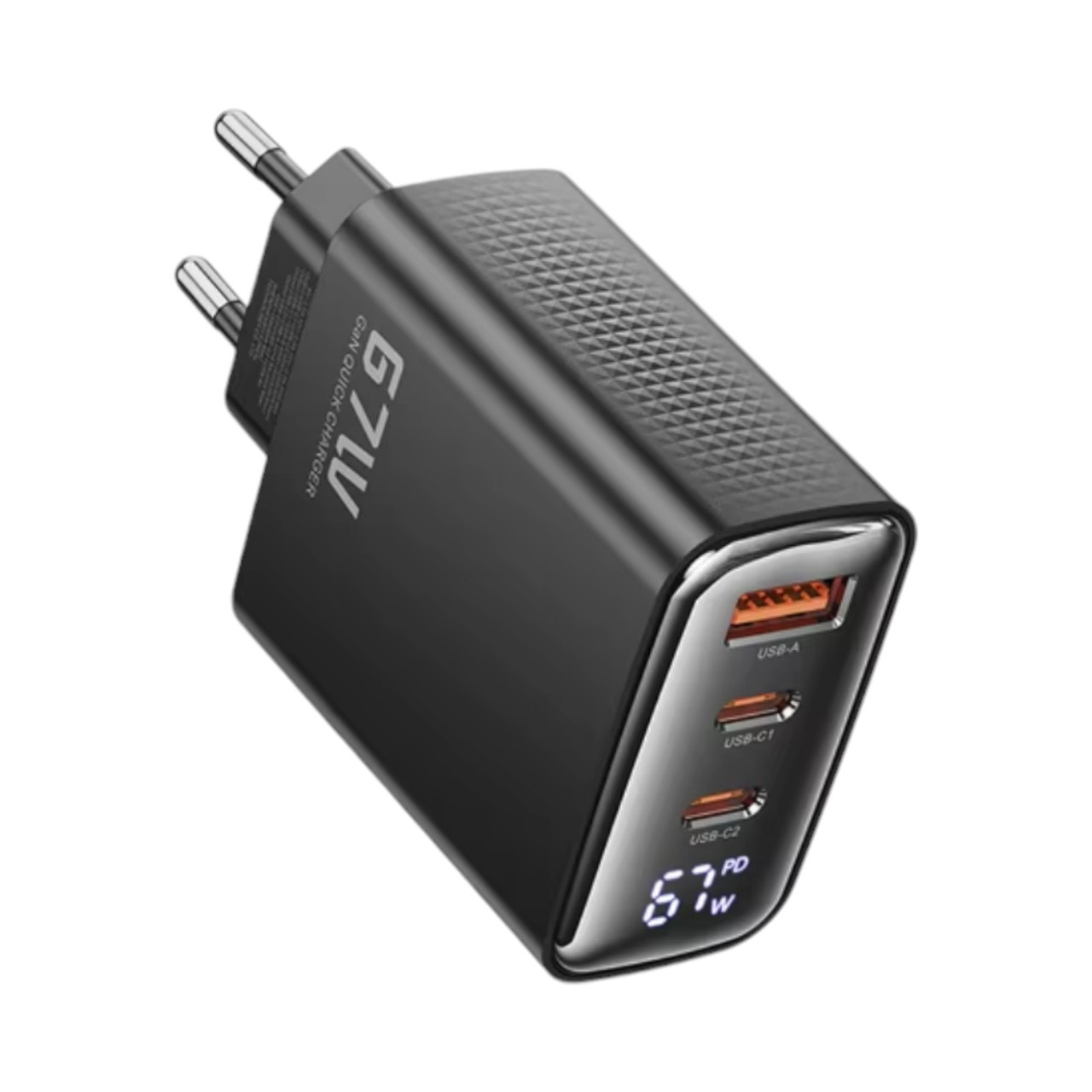 Зарядний пристрій Toocki 67W GaN TCT67-22EU USB + 2 Type-C з дисплеєм