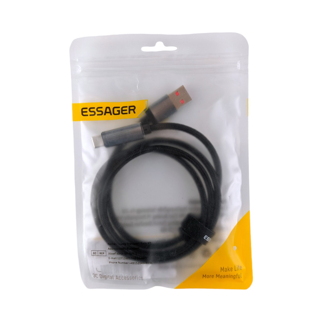 Кабель USB - Type-C ESSAGER EXCT-HCOG-P 7A 100W 1м чорний з дисплеєм