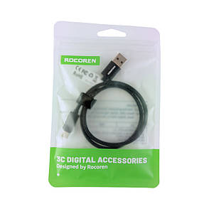 Кабель Rocoren 3A USB to Type-C QC 3.0 0,5м з підсвіткою RGB чорний, фото 1