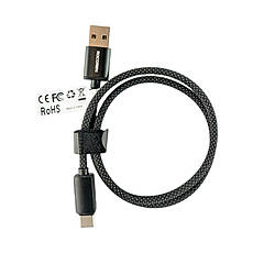Кабель Rocoren 3A USB to Type-C QC 3.0 0,5м з підсвіткою RGB чорний, фото 4