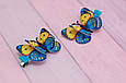 Заколки -метелики для волосся жовто-блакитні 2 шт 811, фото 3