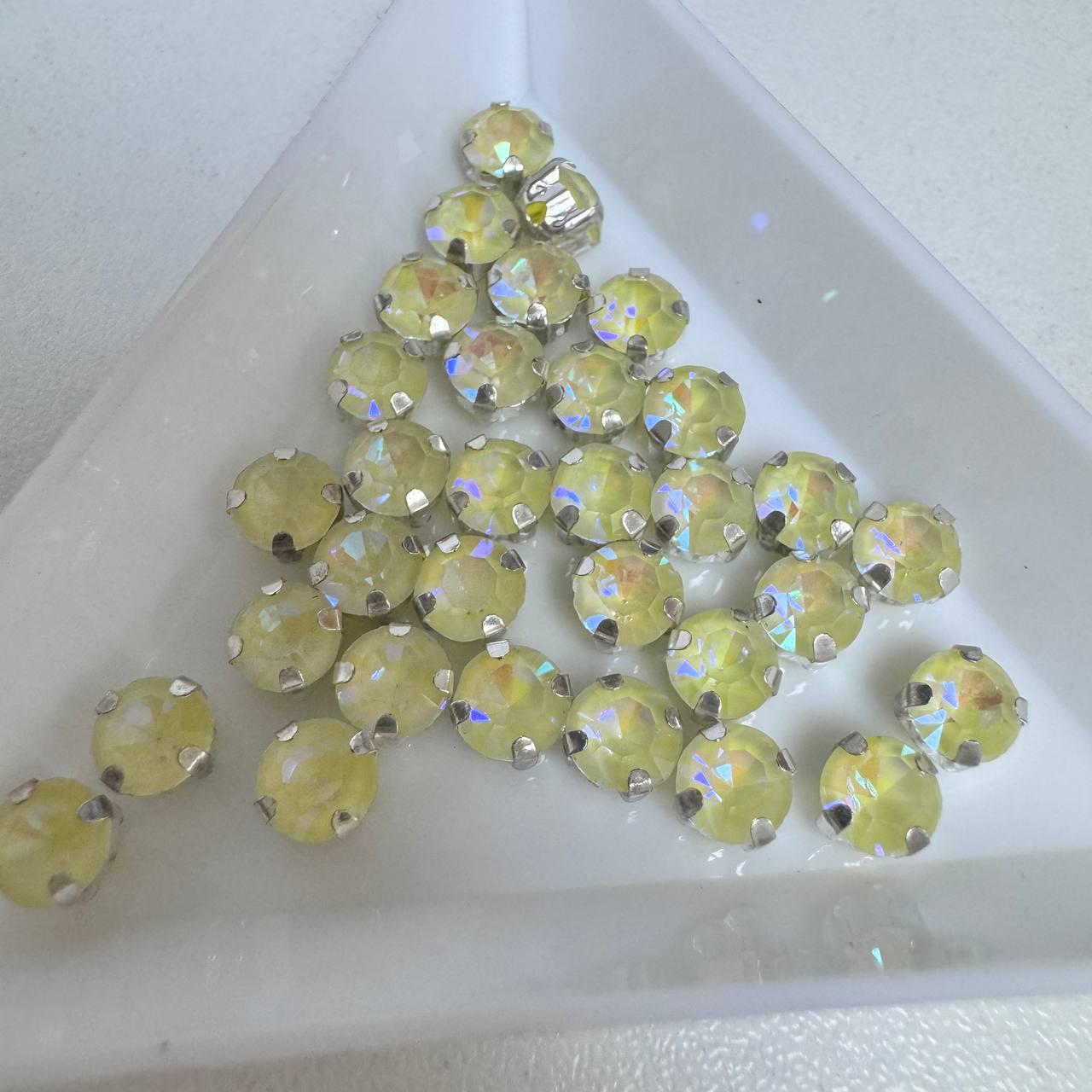 Стрази Yellow Opal Delight 5мм*1шт в срібній оправі