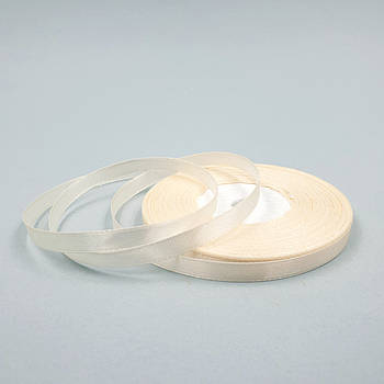 Атласна стрічка Молочна 0.6 см (тоненька) — рулон 33 м