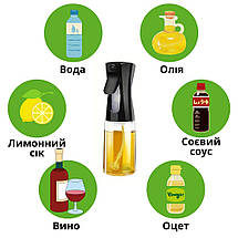 Розпилювач диспенсер для олії та різних рідин ZL-065 скляний чорний 200 мл, фото 2