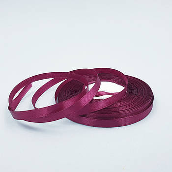 Атласна стрічка Вишнева 0.6 см (тоненька) — рулон 33 м