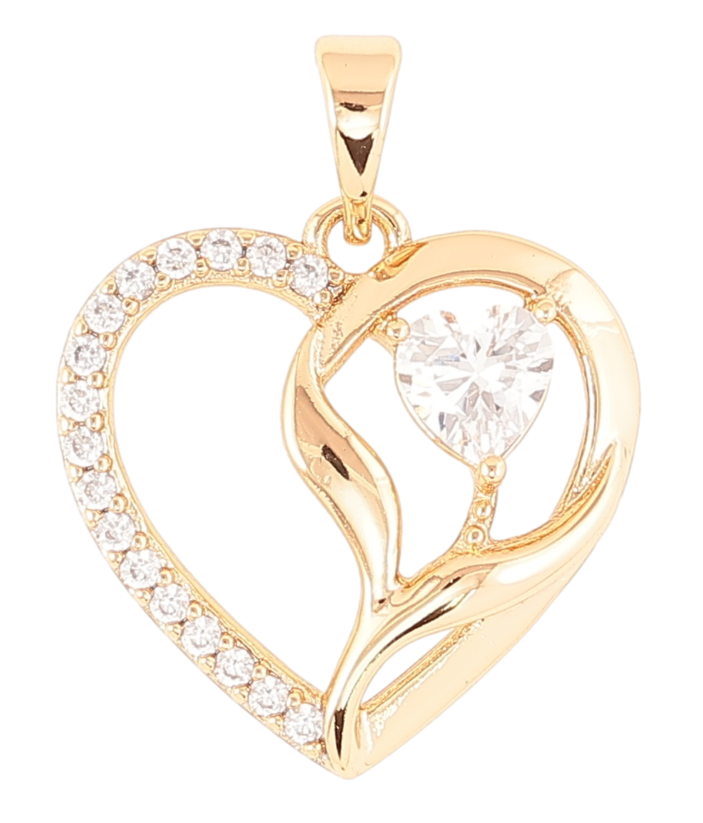 Кулон Xuping Позолота 18K «Серце з цирконієм» для ланцюжка до 5мм