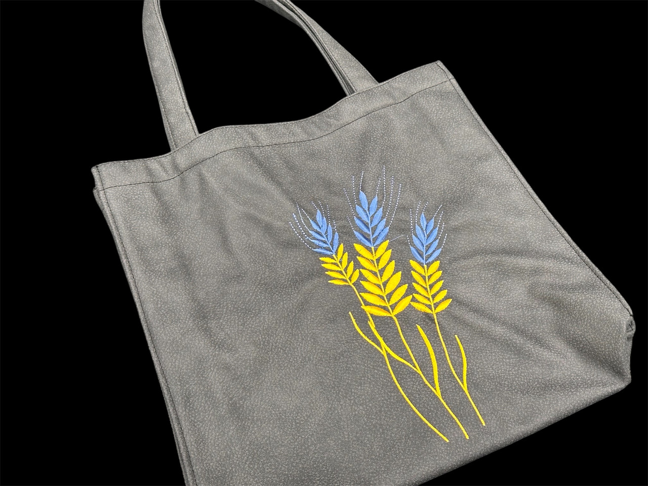 Сумка-шопер 37х36х6см. Экосумка из экокожи с вышивкой. Пшеница.., фото 1