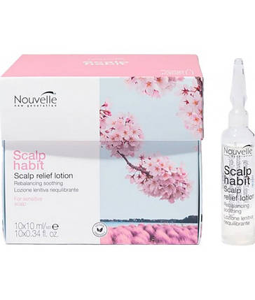 Заспокійливий лосьйон для чутливої шкіри голови в ампулах Nouvelle Scalp Habit Scalp Relief Lotion 10*10 мл, фото 1