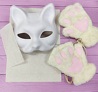 Набор для квадробики "White Cat" маска Кошки, перчатки-лапки, сетка, фетр