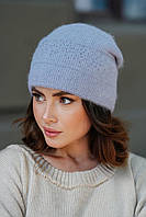 В'язана шапка з ангори "Католіна", колір лаванда
