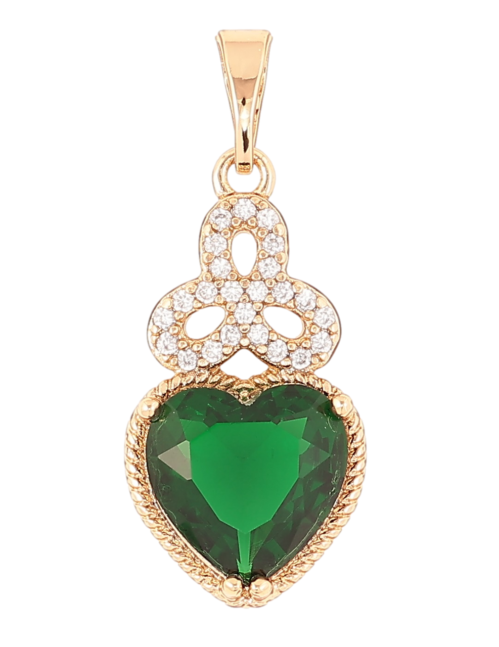 Кулон Xuping Позолота 18K «Зелене кришталеве сердечко» для ланцюжка до 5мм