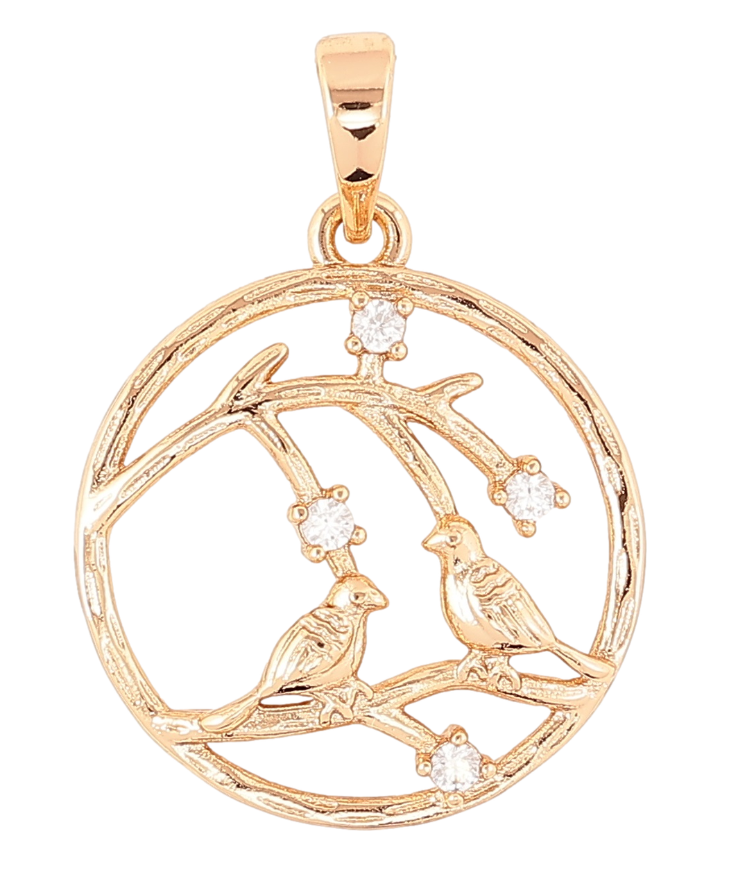 Кулон Xuping Позолота 18K «Пташки на гілочці» для ланцюжка до 6мм
