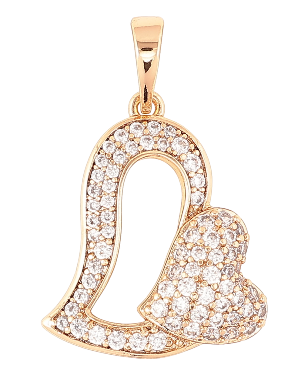 Кулон Xuping Позолота 18K «Сердечка з інкрустацією цирконієм» для ланцюжка до 6мм