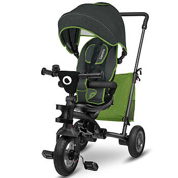 Велосипед триколісний дитячий з батьківською ручкою Lionelo Tris Green Lime Зелений