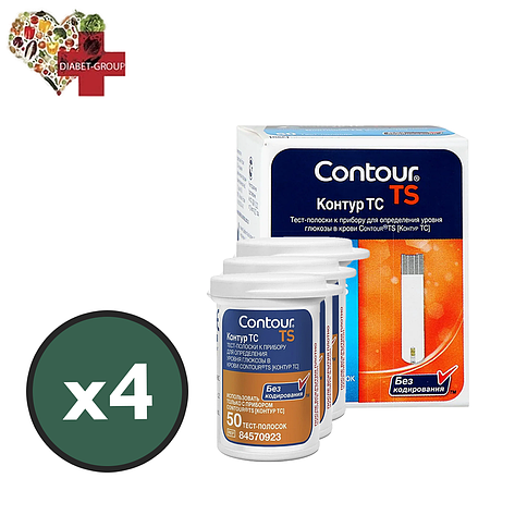 Тест-смужки Contour TS 200 шт. у 4 флаконі по 50 шт. в пакованні, фото 1