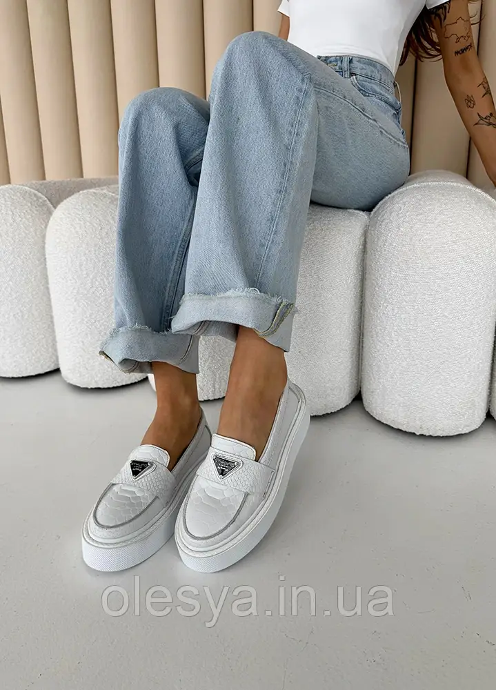 Лофери EMILY білий пітон, фото 1