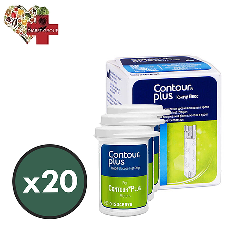 Тест-смужки Контур Плюс (Contour Plus) 1000 шт. у 20 флаконах по 50 шт. в упаковці, фото 1