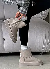 Уги жіночі сірі з натуральної замші тм SOLLORINI розміри 36-40