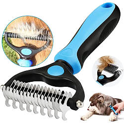 Гребінець-чесалка для котів та собак Дешеддер (9.5 см) LK202 Blue