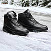 Чоловічі зимові шкіряні черевики, кросівки з натуральної шкіри чорні на хутрі для чоловіків на зиму, розмір 40 41 42 43 44 45, фото 2