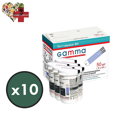 Тест-смужки GAMMA MS 500 шт. у 20 флаконах по 25 шт. в пакованні, фото 1