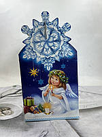 Новорічна картонна упаковка для цукерок 300-320гр Сніжинка No7 (0795.4), Арт.57423