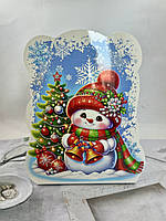 Новорічна подарункова картонна упаковка для
цукерок 400гр Сніговік (0809.10), Арт.57429