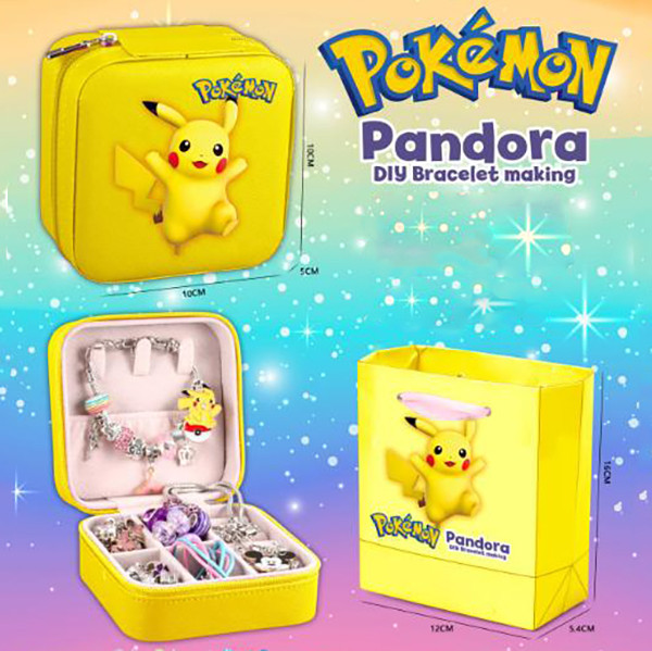 💛Дитячий подарунковий набір Pandora "Pokemon" Пікачу для створення прикрас з органайзером, Жовтий, фото 1