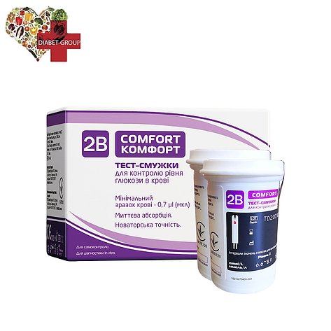 Тест-смужки Тубі Комфорт (2B Comfort) 50 шт. у 2 флаконі по 25 шт. в упаковці, фото 1
