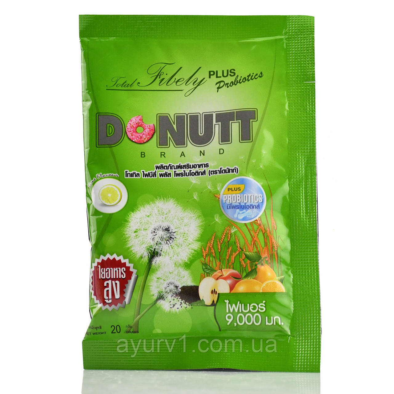 Детокс-напій Probiotics з лимоном  від Donutt, 1 пактик 20г схуднення, клітковина