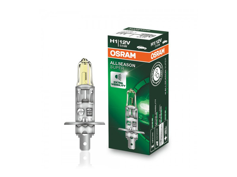 Галогенова лампа OSRAM H1 64150ALS All Season Super 55W 12V P14.5S 10X10X1, фото 1