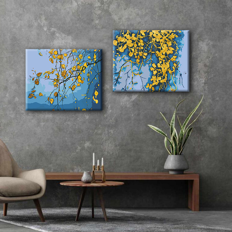 Набір картин за номерами з металевими фарбами Riviera Blanca Осіннє мереживо (ITR-089) 2 шт в наборі, фото 1