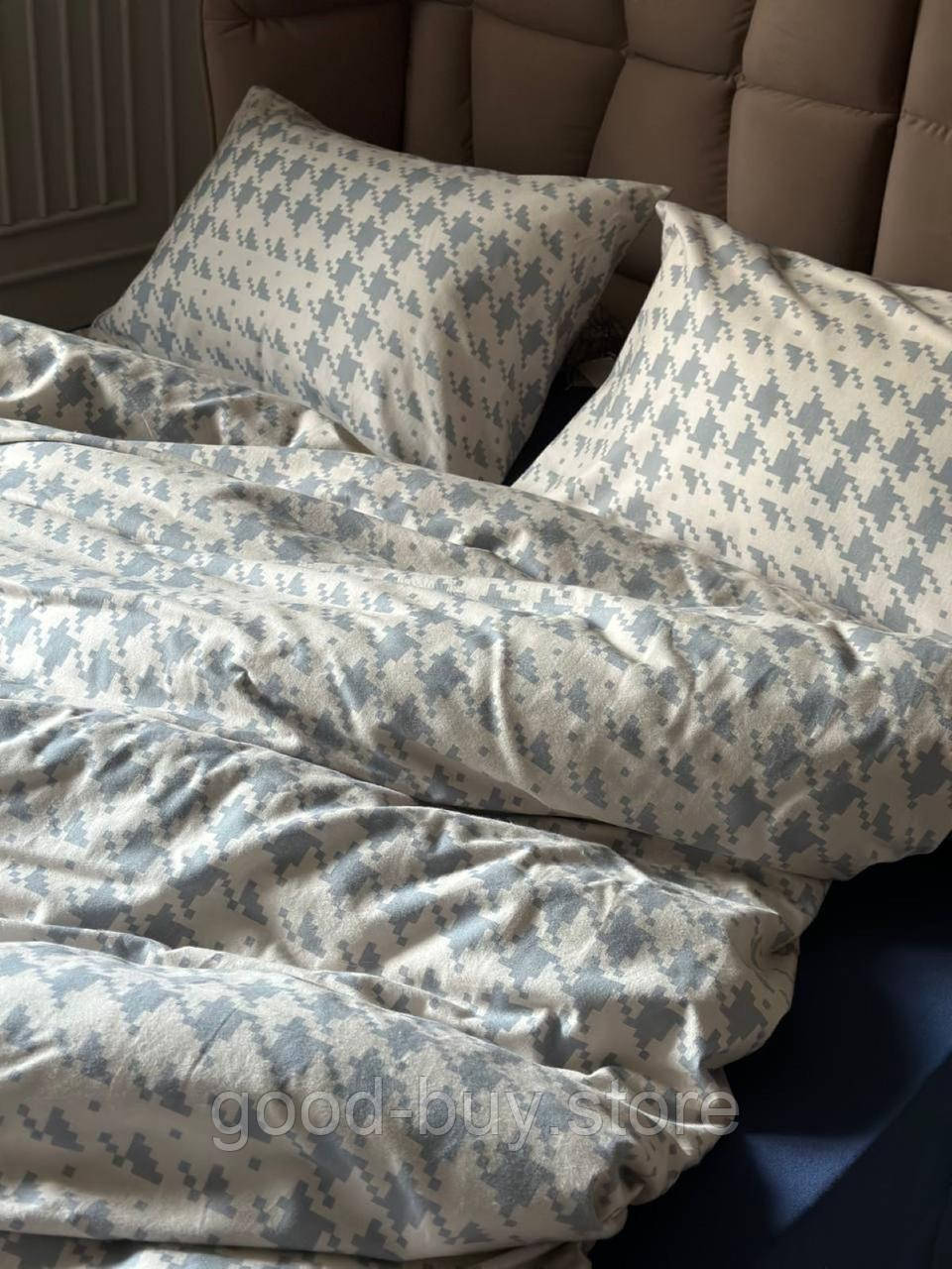 Постільна білизна First Choice фланель Sadora beige сімейна 160х220х2, фото 1