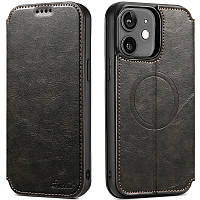 Чохол-книжка Suteni Magsafe Leather Case для Apple iPhone 12 Black