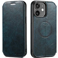 Чохол-книжка Suteni Magsafe Leather Case для Apple iPhone 12 Blue