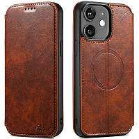 Чохол-книжка Suteni Magsafe Leather Case для Apple iPhone 12 Brown