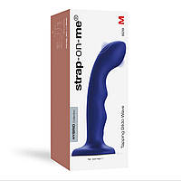 Вібрострапон харнес з точковою пульсацією та присоскою Strap-On-Me Tapping Dildo Wave Night Blue